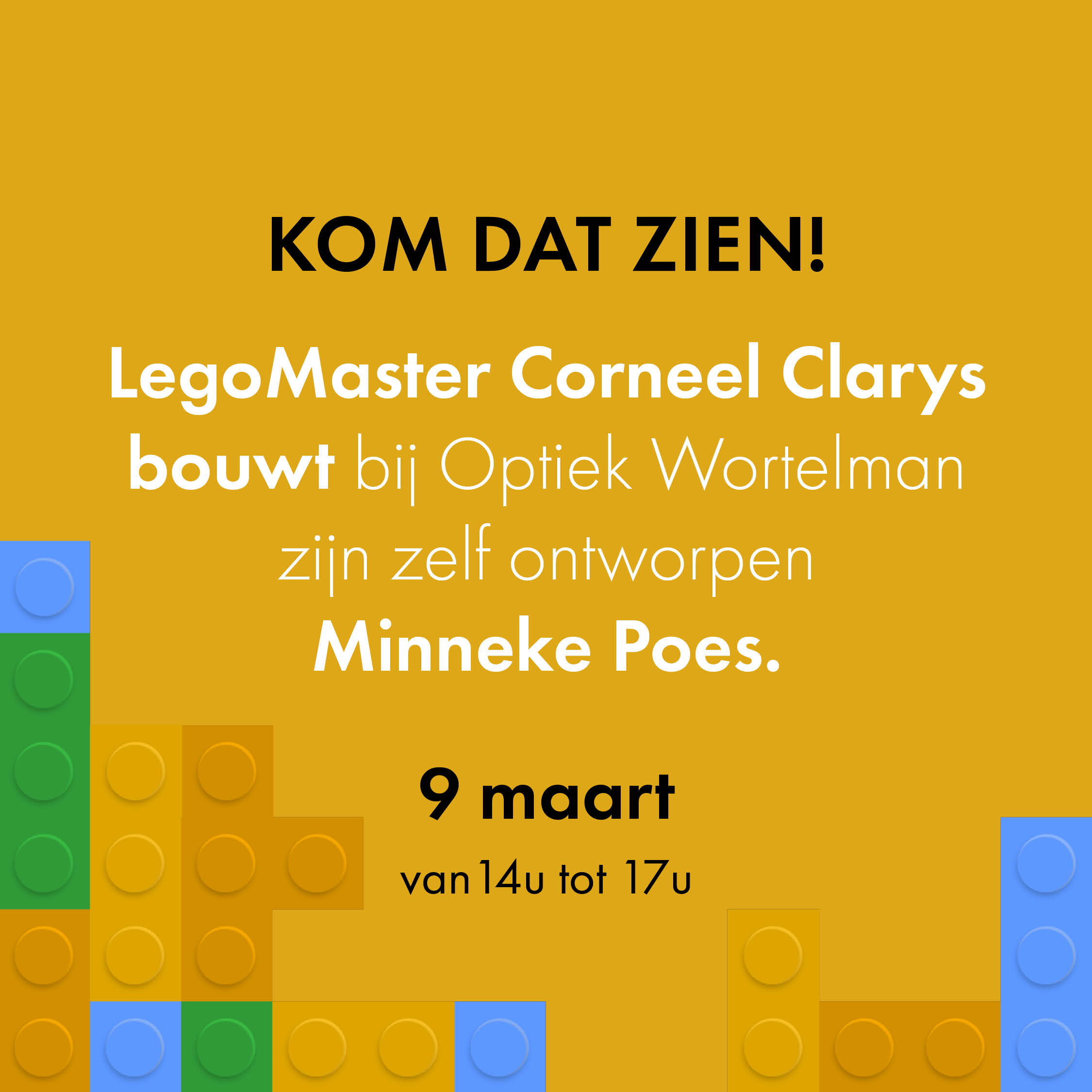 Kom dat zien! LegoMaster Corneel Clarys bouwt bij Optiek Wortelman